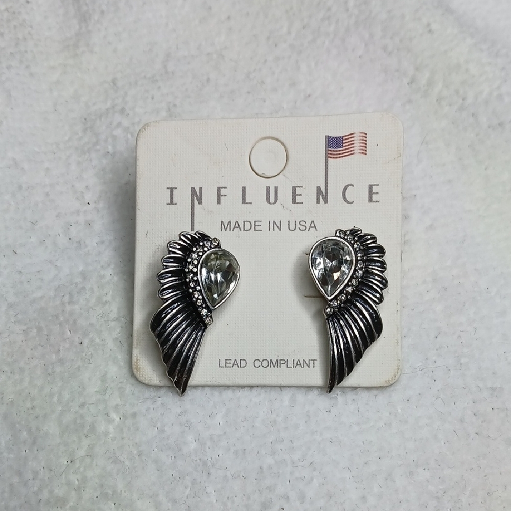 Influence Silver Toned Wing Earrings
